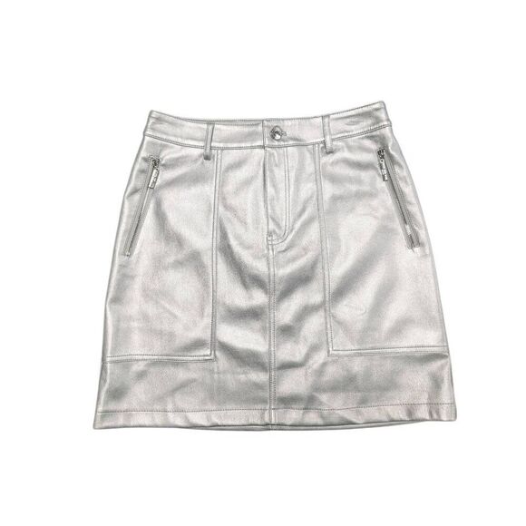 NWT Marc New York Silver Metallic Mini Skirt Women's Size 4 - Picture 1 of 6